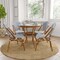 Merrick Lane Mael Bistro Style Table with Glass Top, Textilene, 4 Stack Chairs, and Bamboo Finished Metal Frame for Indoor/Outdoor Use